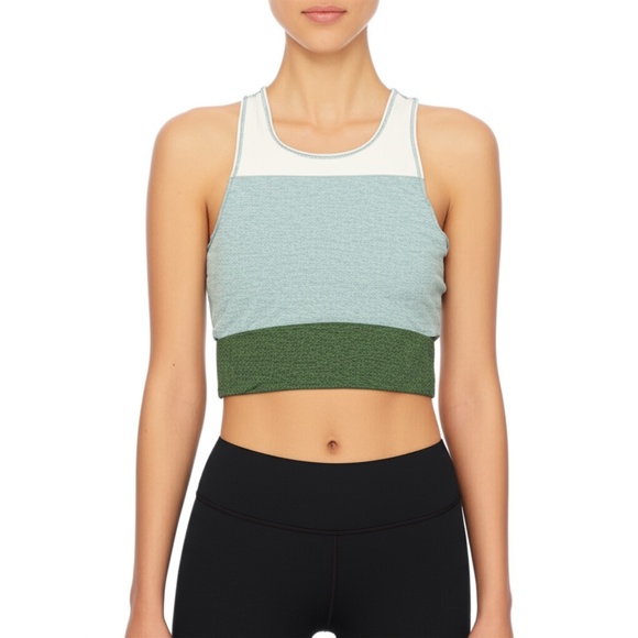Outdoor Voices Tops - Outdoor Voices Tri Tone Slashback‎ Crop Top Green Blue Size XS